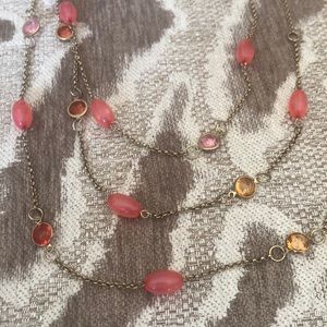 Pink gold and yellow beaded necklace